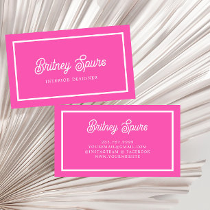 Modern Personalized Monogram and Name Hot Pink Business Card