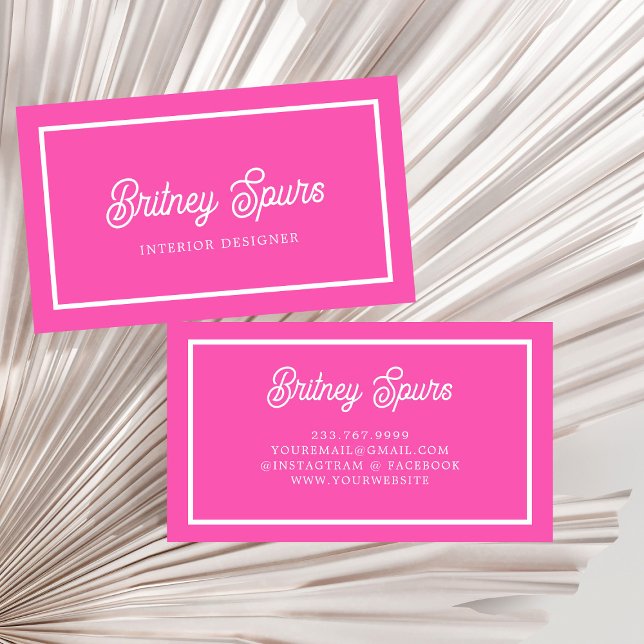 Modern Personalized Monogram and Name Hot Pink Business Card (Creator Uploaded)