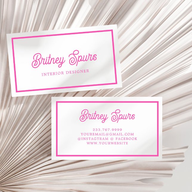 Modern Personalized Monogram and Name Hot Pink Business Card (Creator Uploaded)