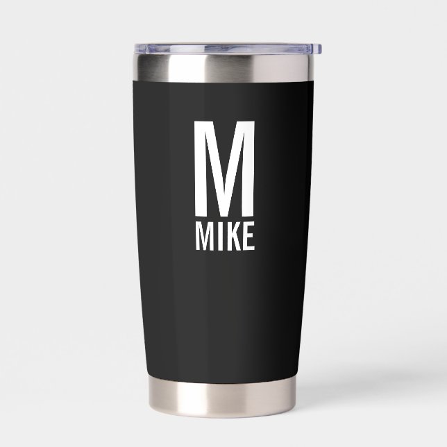 Modern Personalized Monogram and Name Insulated Tumbler (Left)