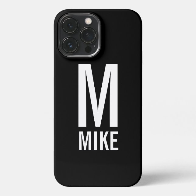 Modern Personalized Monogram and Name iPhone Case (Back)
