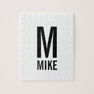 Modern Personalized Monogram and Name Jigsaw Puzzle