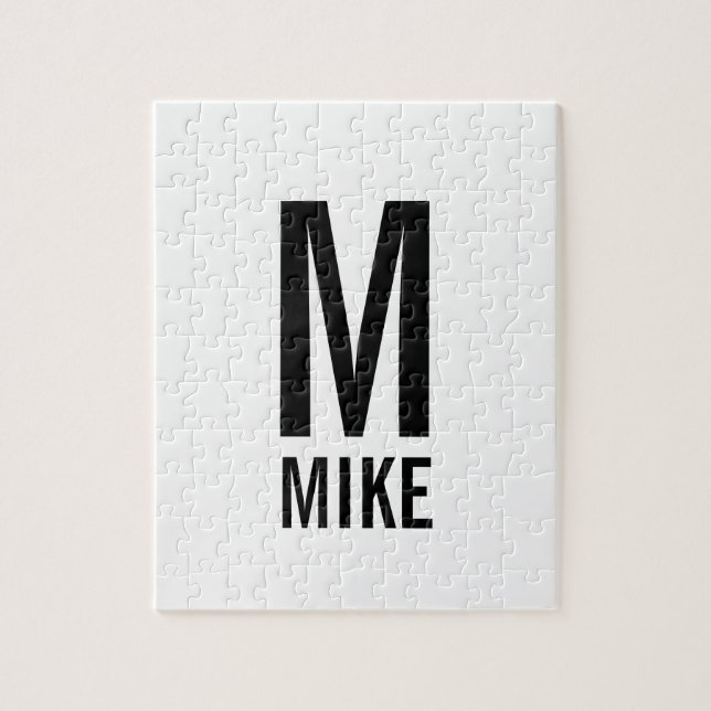 Modern Personalized Monogram and Name Jigsaw Puzzle (Vertical)
