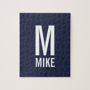 Modern Personalized Monogram and Name Jigsaw Puzzle