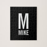 Modern Personalized Monogram and Name Jigsaw Puzzle<br><div class="desc">Modern Black and White Bold Monogram Design featuring personalized monogram and name in modern bold sans serif font style.

Perfect as modern loft/minimalist home decor accessories,  housewarming gift,  family reunion gift and gift for any special occasions.</div>