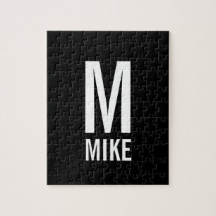 Modern Personalized Monogram and Name Jigsaw Puzzle