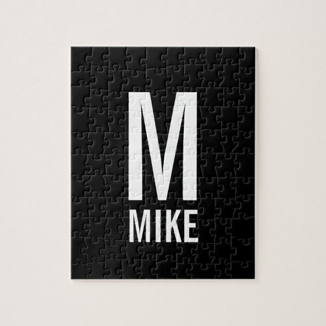 Modern Personalized Monogram and Name Jigsaw Puzzle (Vertical)
