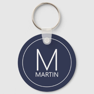Modern Personalized Monogram and Name Keychain
