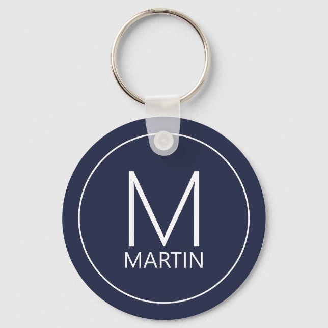 Modern Personalized Monogram and Name Keychain (Front)