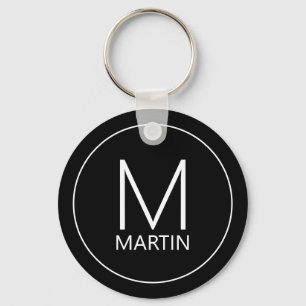 Modern Personalized Monogram and Name Keychain