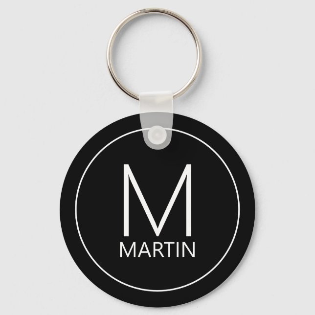 Modern Personalized Monogram and Name Keychain (Front)