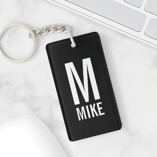 Modern Personalized Monogram and Name Keychain