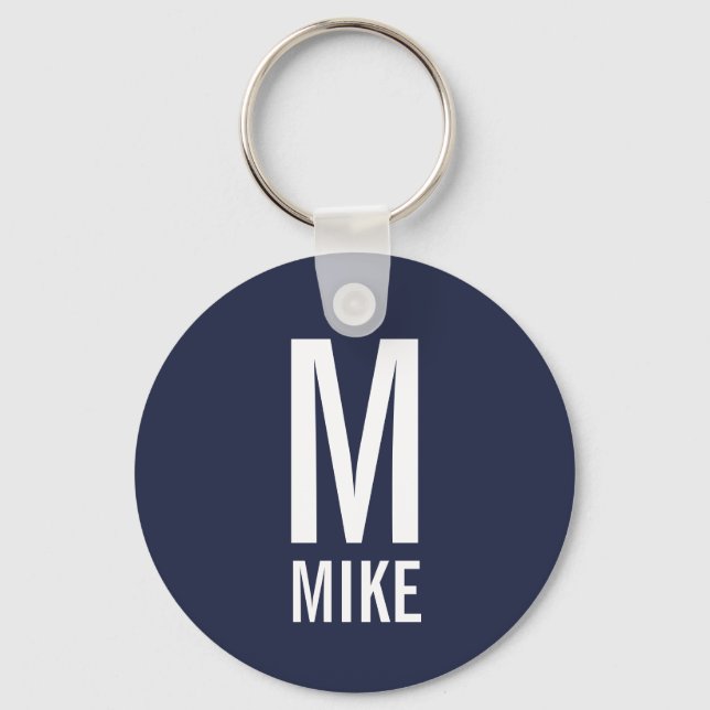 Modern Personalized Monogram and Name Keychain (Front)