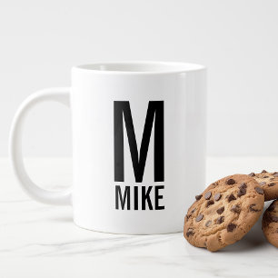 Modern Personalized Monogram and Name Large Coffee Mug