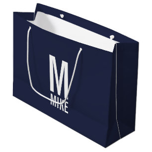 Modern Personalized Monogram and Name Large Gift Bag