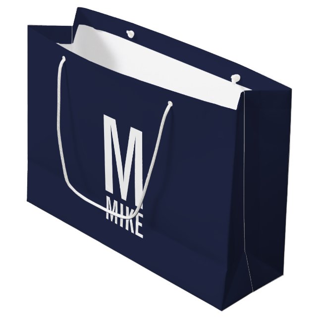 Modern Personalized Monogram and Name Large Gift Bag (Front Angled)