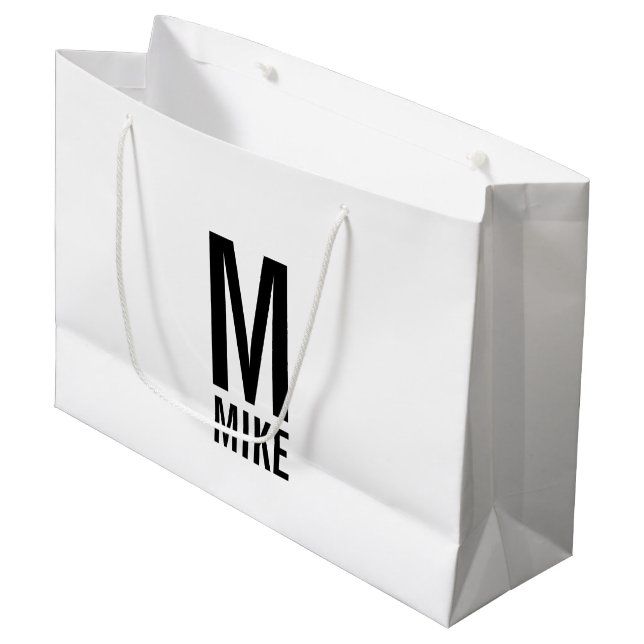 Modern Personalized Monogram and Name Large Gift Bag (Front Angled)