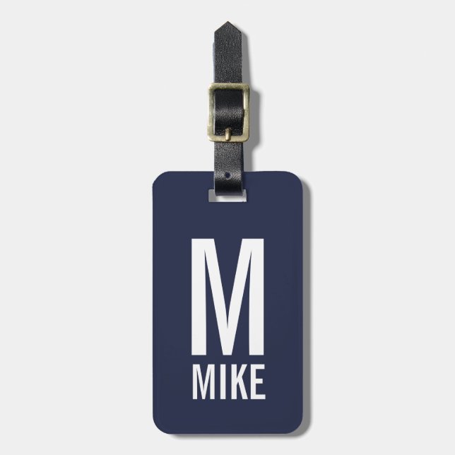 Modern Personalized Monogram and Name Luggage Tag (Front Vertical)