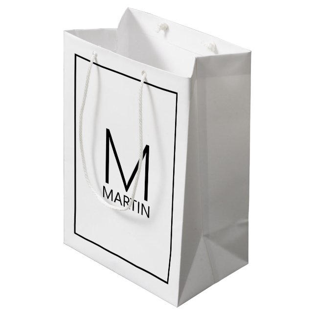 Modern Personalized Monogram and Name Medium Gift  Bag (Front Angled)