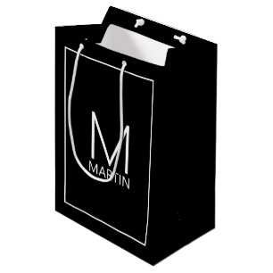 Modern Personalized Monogram and Name Medium Gift Bag