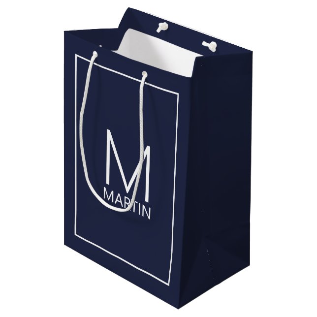 Modern Personalized Monogram and Name Medium Gift  Bag (Front Angled)