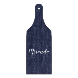 Modern Personalized Monogram and Name Navy Blue Cutting Board