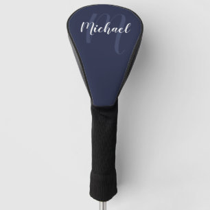 Modern Personalized Monogram and Name Navy Blue Golf Head Cover