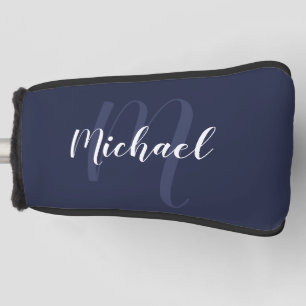 Modern Personalized Monogram and Name Navy Blue Golf Head Cover