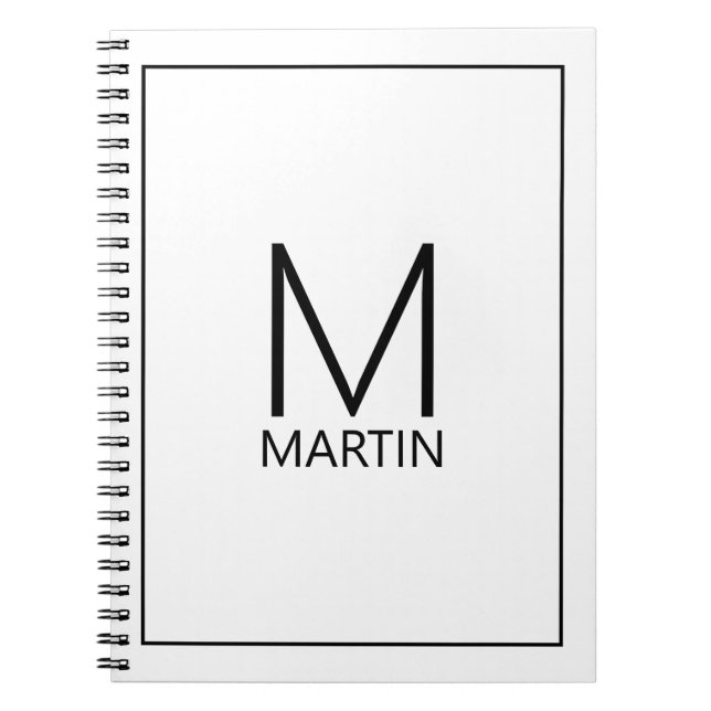 Modern Personalized Monogram and Name Notebook (Front)
