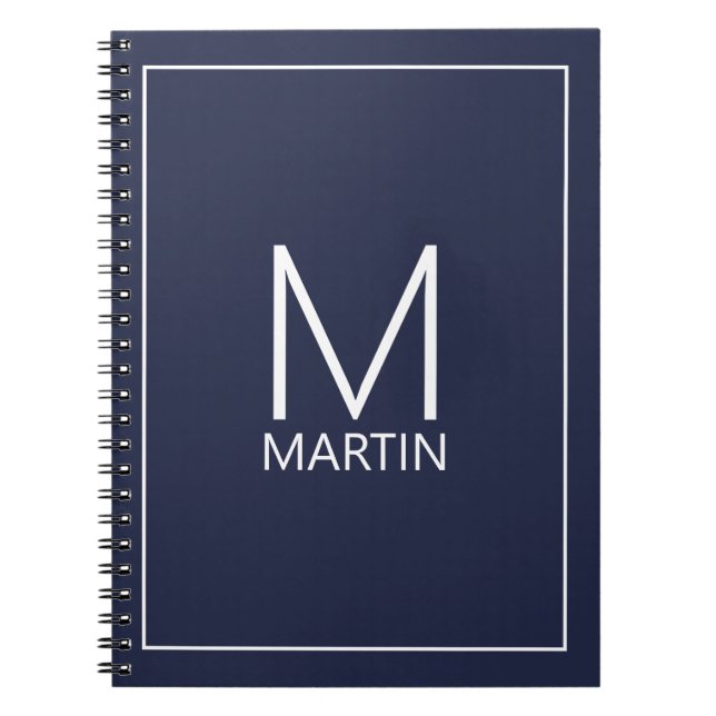 Modern Personalized Monogram and Name Notebook (Front)