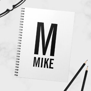 Modern Personalized Monogram and Name Notebook