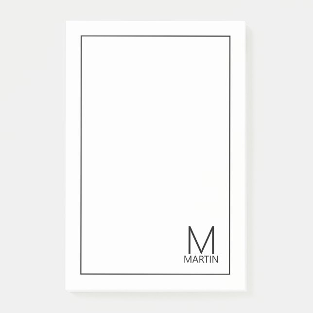Modern Personalized Monogram and Name Notepad (Front)