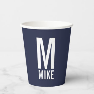 Modern Personalized Monogram and Name Paper Cups