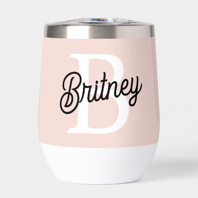 Modern Personalized Monogram and Name Pastel Pink (Front)