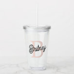 Modern Personalized Monogram and Name Pastel Pink Acrylic Tumbler<br><div class="desc">Introducing our Modern Personalized Monogram and Name Pastel Pink Acrylic Tumbler, a chic and practical choice for staying hydrated on the go. This tumbler features a contemporary design in soft pastel pink, personalized with your monogram and name for a custom touch. Perfect for carrying cold beverages wherever you go, it...</div>