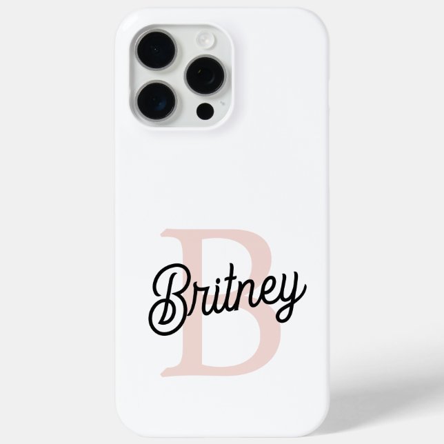 Modern Personalized Monogram and Name Pastel Pink Case-Mate iPhone Case (Back)