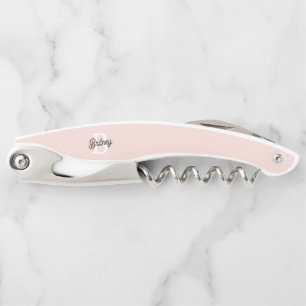 Modern Personalized Monogram and Name Pastel Pink Corkscrew