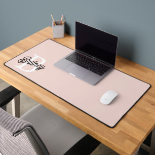 Modern Personalized Monogram and Name Pastel Pink Desk Mat