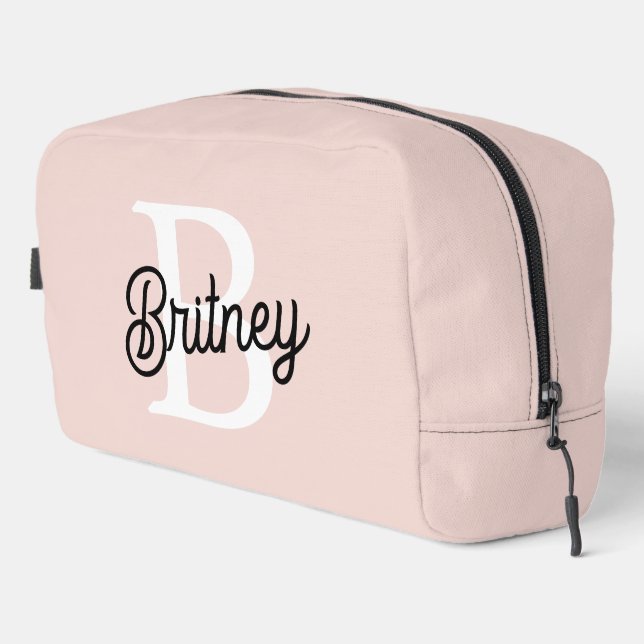 Modern Personalized Monogram and Name Pastel Pink Dopp Kit (Right Corner)