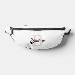 Modern Personalized Monogram and Name Pastel Pink Fanny Pack
