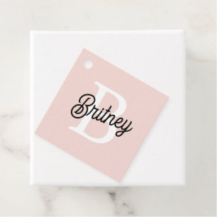 Modern Personalized Monogram and Name Pastel Pink Favour Tags