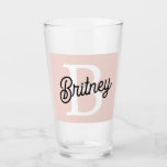 Modern Personalized Monogram and Name Pastel Pink Glass<br><div class="desc">Introducing our Modern Personalized Monogram and Name Pastel Pink Glass, a stylish and customizable addition to your glassware collection. This glass features a contemporary design in soft pastel pink, personalized with your monogram and name for a unique touch. Perfect for enjoying your favourite beverages with a personalized flair, it combines...</div>