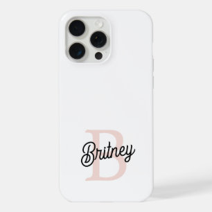 Modern Personalized Monogram and Name Pastel Pink iPhone 15 Pro Max Case