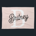 Modern Personalized Monogram and Name Pastel Pink Kitchen Towel<br><div class="desc">Introducing our Modern Personalized Monogram and Name Pastel Pink Kitchen Towel, a stylish addition to your kitchen decor. This kitchen towel features a contemporary design in soft pastel pink, personalized with your monogram and name for a custom touch. Perfect for drying dishes, wiping countertops, or as a decorative accent, it...</div>