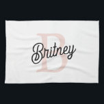Modern Personalized Monogram and Name Pastel Pink Kitchen Towel<br><div class="desc">Introducing our Modern Personalized Monogram and Name Pastel Pink Kitchen Towel, a stylish addition to your kitchen decor. This kitchen towel features a contemporary design in soft pastel pink, personalized with your monogram and name for a custom touch. Perfect for drying dishes, wiping countertops, or as a decorative accent, it...</div>