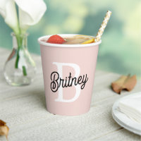 Modern Personalized Monogram and Name Pastel Pink