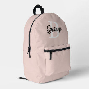 Modern Personalized Monogram and Name Pastel Pink Printed Backpack