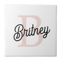Modern Personalized Monogram and Name Pastel Pink