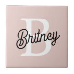 Modern Personalized Monogram and Name Pastel Pink Tile<br><div class="desc">Introducing our Modern Personalized Monogram and Name Pastel Pink Ceramic Tile, a chic and customizable addition to your décor. This tile features a soft pastel pink design, personalized with your monogram and name, making it a unique and stylish touch for any space. Perfect for use as a decorative accent in...</div>