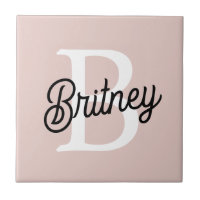 Modern Personalized Monogram and Name Pastel Pink
